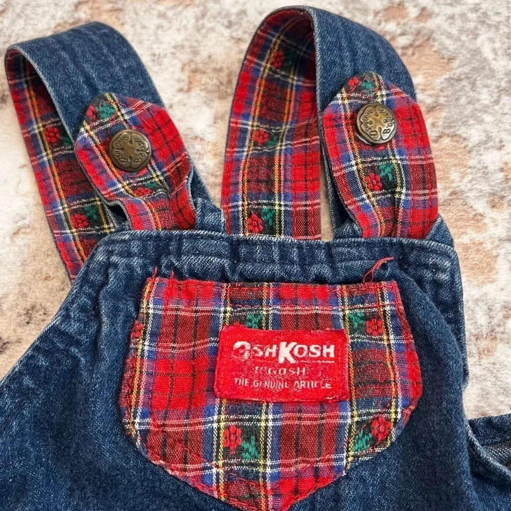 RARE Vintage OSHKOSH B'GOSH Denim Bubble Overalls 18 Month Girls USA Made